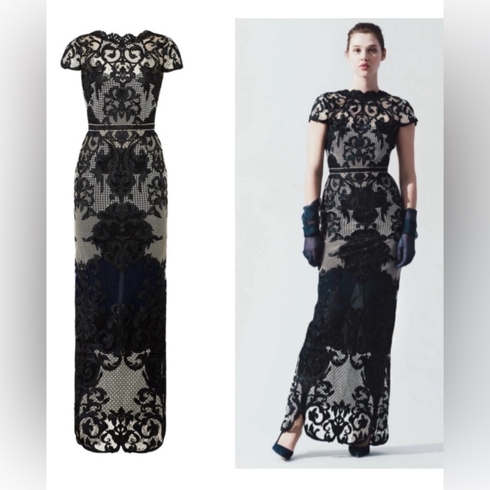 Marchesa Notte black lace long dress size 12. SEE PICTURES